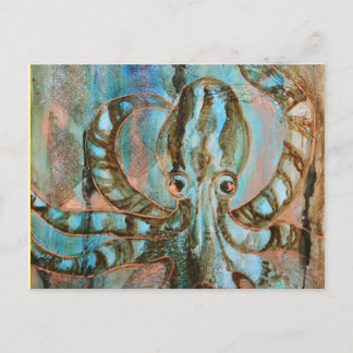 Strickte Tintenfische Meer Kreatur Art Postkarte