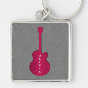 Strickter Gitarren-Schlüsselanhänger, Hot Pink Schlüsselanhänger