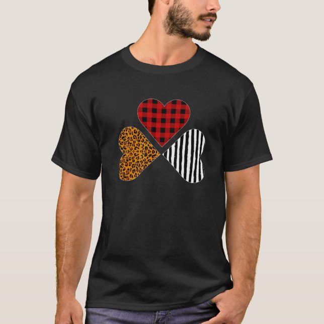Stricktes Kariertes Leopardruckgepresstes Hörgebäl T-Shirt (Vorderseite)