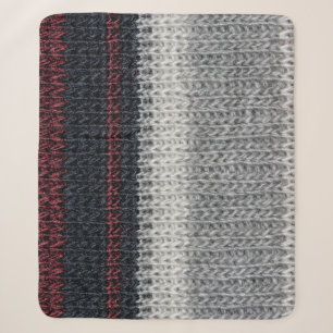Strickwolle: rote, weiße Streifen. Sherpadecke