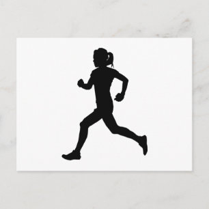 Stride in Grace: Marathon-Silhouette für Frauen Postkarte