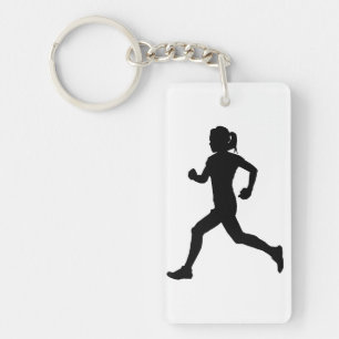 Stride in Grace: Marathon-Silhouette für Frauen Schlüsselanhänger