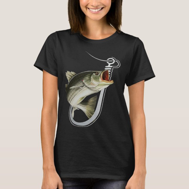 Striiped Bass Fishing Fish Hook T-Shirt (Vorderseite)