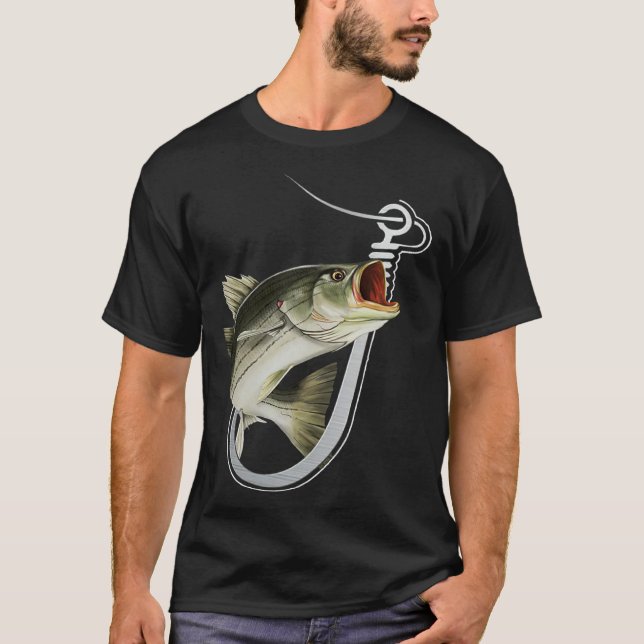 Striiped Bass Fishing Fish Hook T-Shirt (Vorderseite)