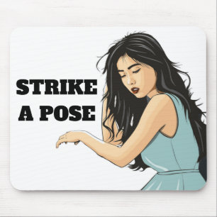 "STRIKE A POSE" ASIAN LADY MOUSEPAD