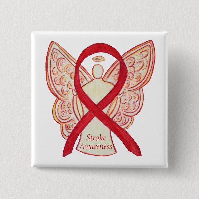 Strike Awareness Red Ribbon Angel Custom Art Butto Button (Vorderseite)