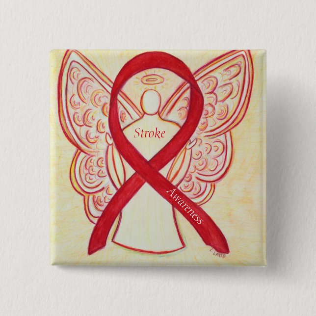 Strike Awareness Red Ribbon Angel Custom Art Butto Button (Vorderseite)