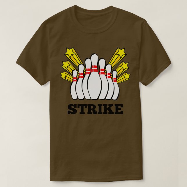 Strike Bowling Print mit 10 Buttonen und Sternen T-Shirt (Design vorne)
