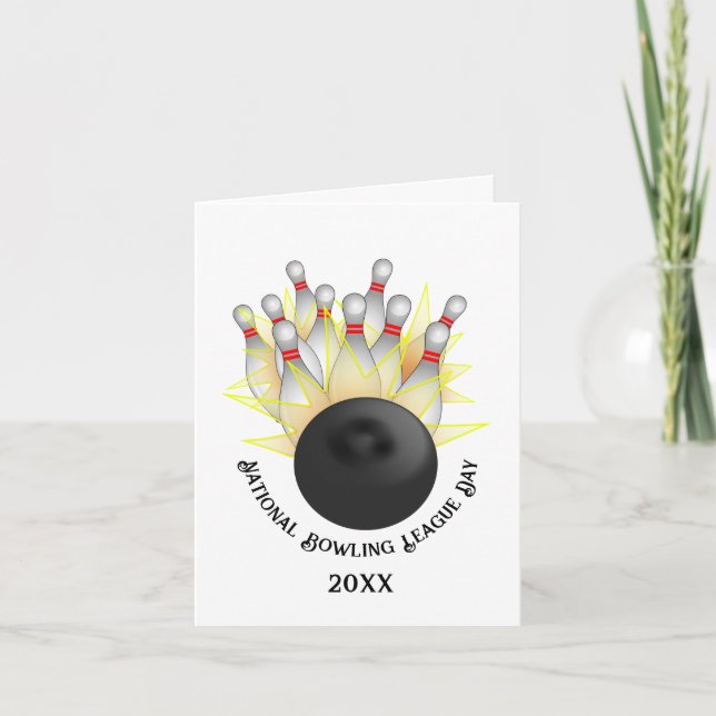 STRIKE! Bowlingball und Buttone Karte (Vorderseite)