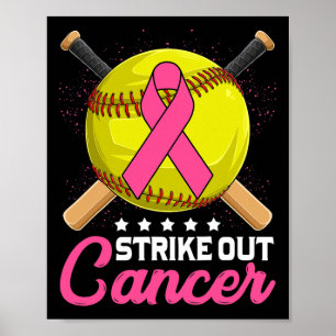 Strike Out Breast Cancer Awareness Day Pink Ribbon Poster