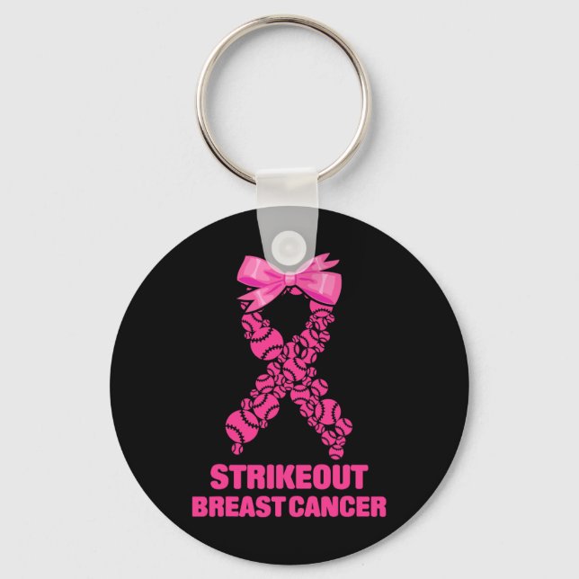 Strike Out Breast Cancer Awareness Softll Fighters Schlüsselanhänger (Vorderseite)