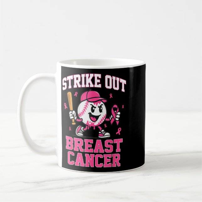 Strike Out Brustkrebs Baseball Eiscreme-Tropf Kaffeetasse (Links)
