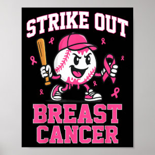 Strike Out Brustkrebs Baseball Eiscreme-Tropf Poster