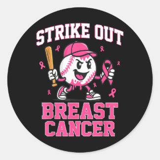Strike Out Brustkrebs Baseball Eiscreme-Tropf Runder Aufkleber