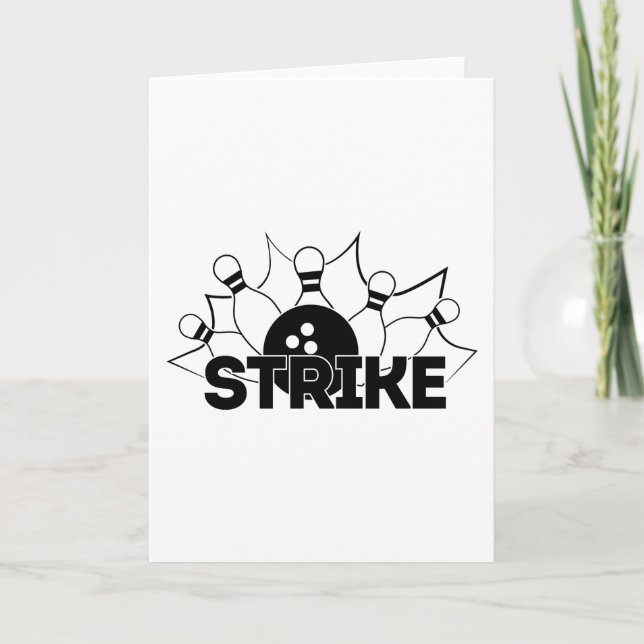 Strike Sign Bowling Print Karte (Vorderseite)