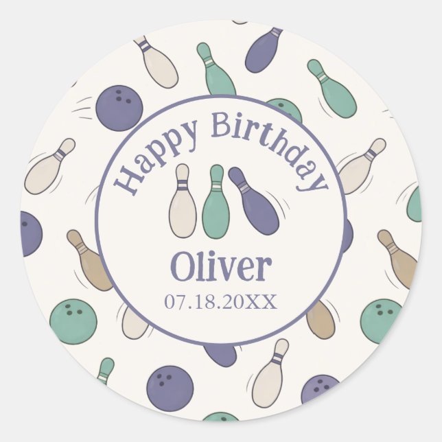 Strike Up Some Fun Vintage Bowling Party Sticker (Vorderseite)