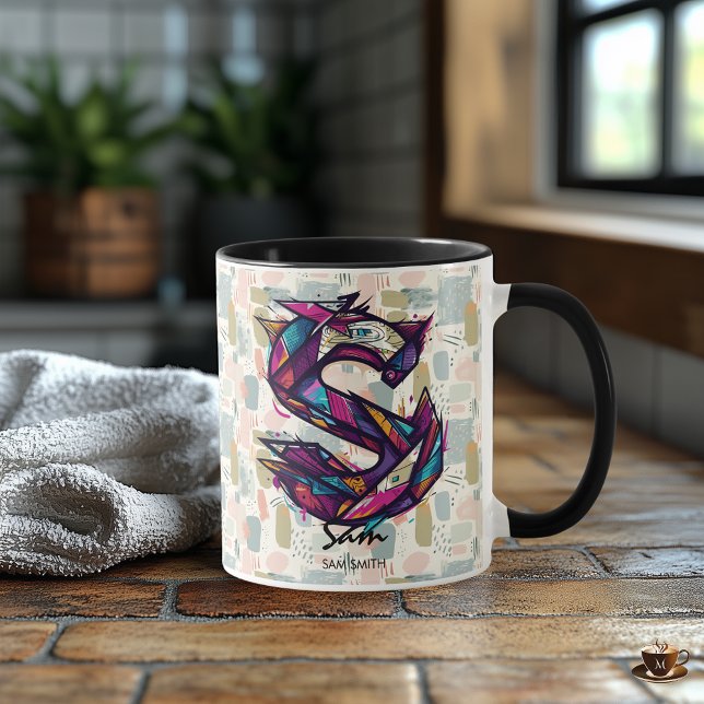 Strikende Abstrakte Monogramm-Tasse - S für Sam Tasse (Von Creator hochgeladen)