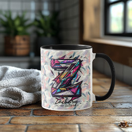 Strikende Abstrakte Monogramm-Tasse - Z für Zachar Tasse