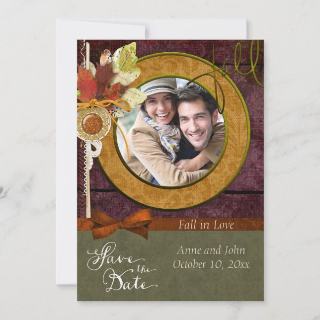 Strikendes Foto der Hochzeit im Herbst Save the Da Date (Vorderseite)