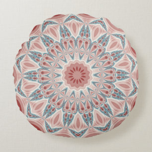 Strikendes modernes Kaleidoskop-Mandala-Fraktal-Ku Rundes Kissen