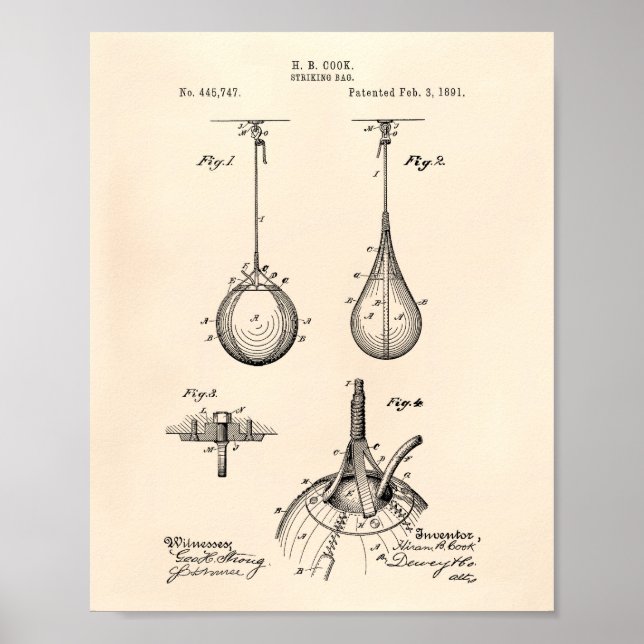 Striking Bag 1891 Patent Art - Old Peper Poster (Vorne)