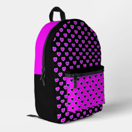Striking Black Pink Herzen Bedruckter Rucksack