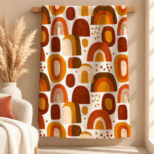 Striking Burgund Weinrot Boho Regenbogen Cozy Deck Fleecedecke
