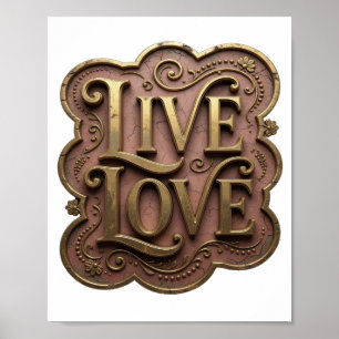 Striking Gold LIVE LOVE Zitat Design Poster