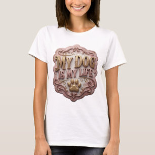 Striking Gold MEIN HUND IST MEIN LEBEN Künstlerisc T-Shirt