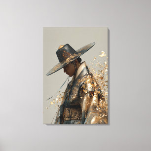 Striking Goldfolie Gat und Hanbok Leinwand Kunst