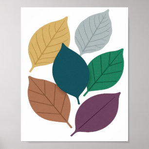Striking Grau HERBSTBLÄTTER Künstlerisches Motiv Poster