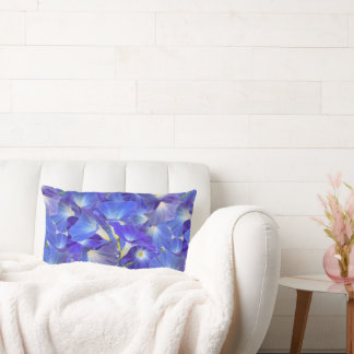 Striking Heavenly Blue Morning Glory Floral Design Lendenkissen