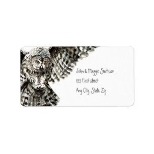 Striking Owl Bird Nature Custom Art Adressaufkleber