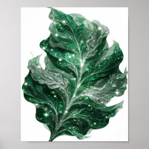 Striking Silber GRÜNE BLÄTTER MIT STERNEN Poster