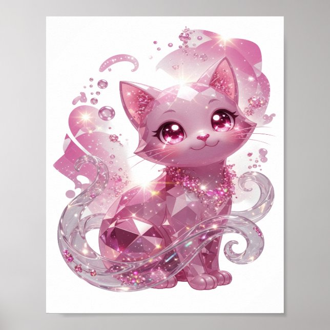Striking Silber PINK DIAMANT KATZE Poster (Vorne)