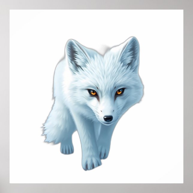 Striking White Arctic Fox with Intense Gaze Poster (Vorne)