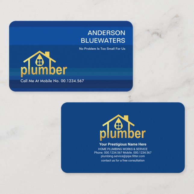 Strikte Waters Gold Plumber Zuhause Visitenkarte (Vorne/Hinten)