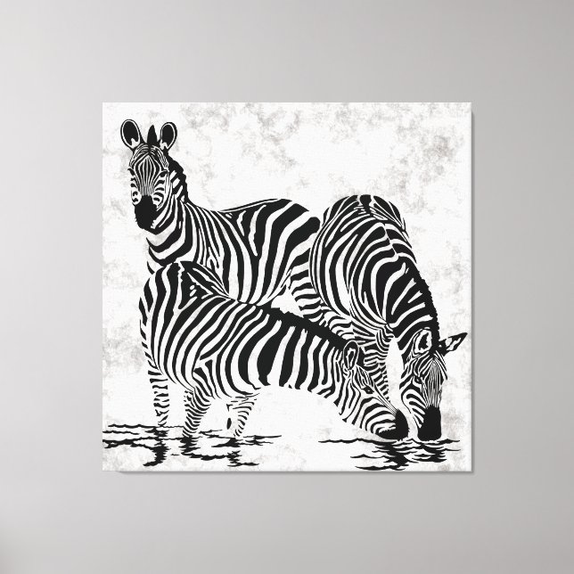 Strikter 3 Zebras Leinwanddruck (Vorderseite)