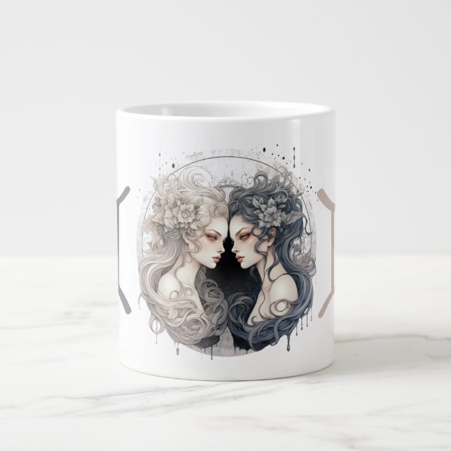 Striktes Gemini Symbol Artwork Jumbo-Tasse (Vorderseite)