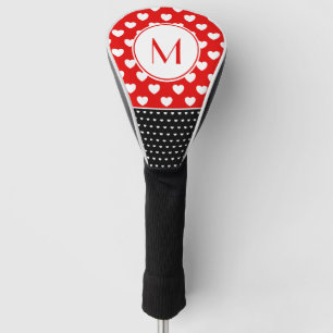 Striktes rotes, schwarzes und weißes Monogramm Golf Headcover