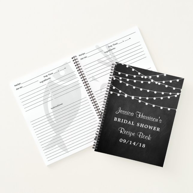 String-Leuchten auf Chalkboard Brautparty Rezept Notizbuch (Innenseite)