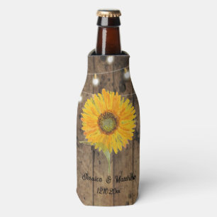 String Licht Holz Sonnenblume floral Natur Hochzei Flaschenkühler