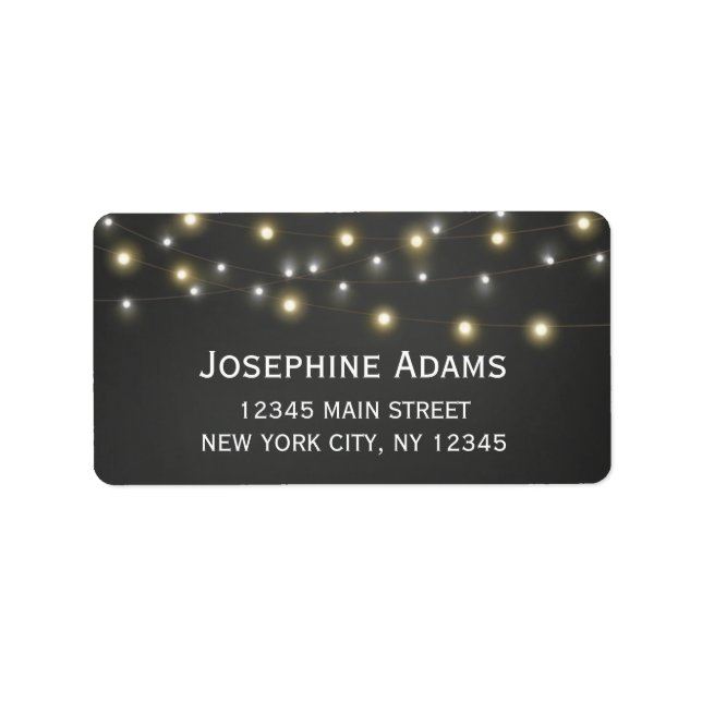 String Light Black and White Address Adressaufkleber (Vorne)