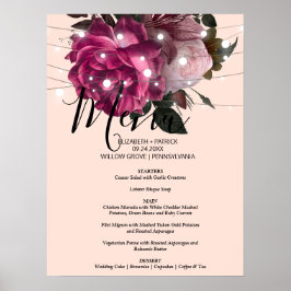 String light Burgundy Blume Menu Sign Poster