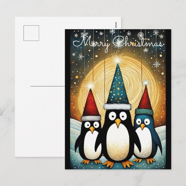 String Light Full Moon Santa Penguin Weihnachten (Vorne/Hinten)
