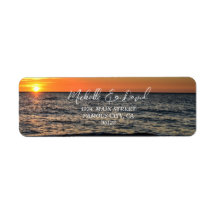 String Light Sunset Beach Address Label