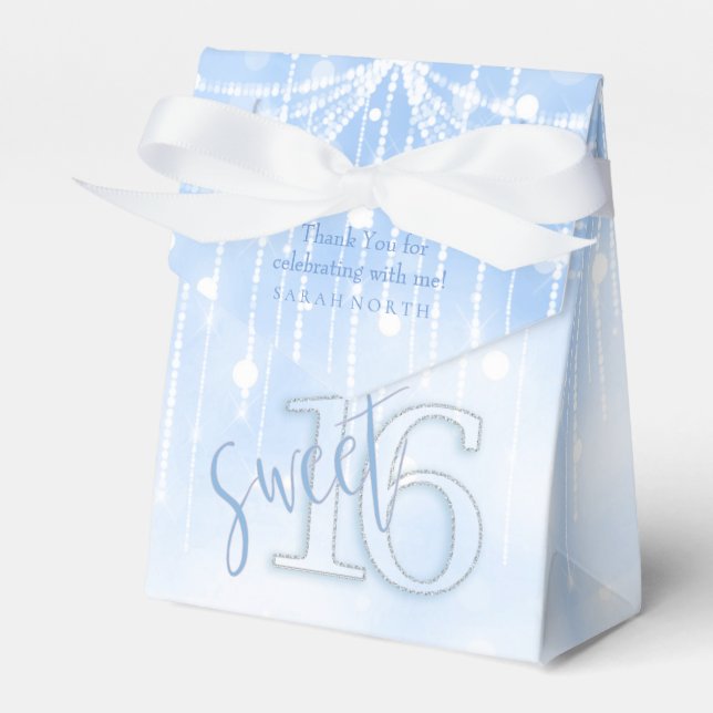 String Lights & Balloons Sweet 16 Lt. Blue ID473 Geschenkschachtel (Vorderseite)