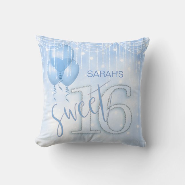String Lights & Balloons Sweet 16 Lt. Blue ID473 Kissen (Vorderseite)