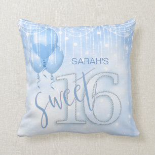 String Lights & Balloons Sweet 16 Lt. Blue ID473 Kissen