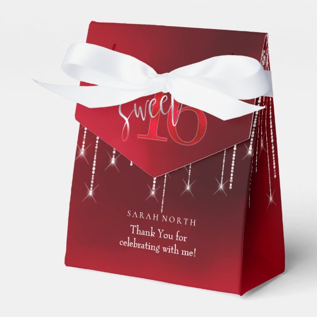 String Lights & Balloons Sweet 16 Red ID473 Geschenkschachtel (Vorderseite)